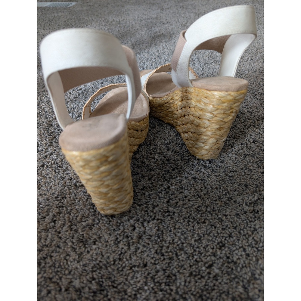 Altar'd State Elizabeth White Raffia Wedge Espadrille Sandals Mens 8M - Picture 4 of 7